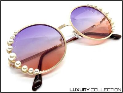 Classy Elegant Retro SUN GLASSES Round Rose Gold Pearl Frame  display picture 3
