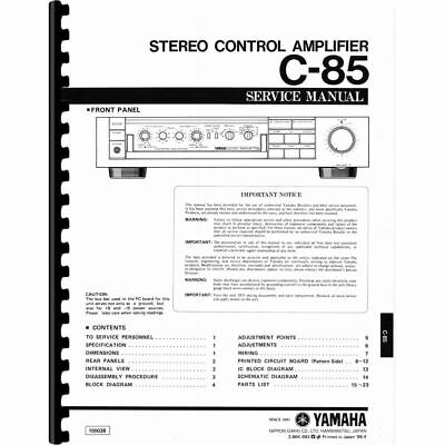 Yamaha C-85 Stereo Control Amplifier Service Manual (Pages: 23) | eBay