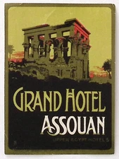 Grand Hotel Assouan Egypt Vintage Luggage Label 3 x 4"