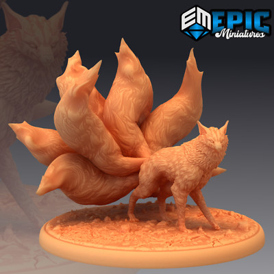 Nine Tailed Fox Pose A by Epic Miniatures Monster RPG D&D Pathfinder 3D Print