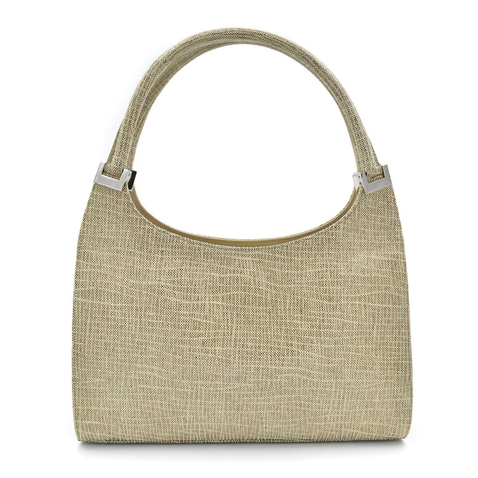 Bolso de mano Stuart Weitzman beige brillante a cuadros Dotcom Napa Foto 4 de 4