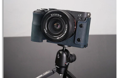 Camera Half Case For Sony A7C Retro Insert Genuine Leather Handmade - Picture 36 of 41