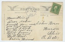 1912 Hamilton Ohio postmark . Butler Co. Courthouse Fire .  PC