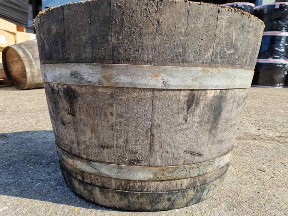 Genuine Large Half Oak Wine Barrel Planter Flower Tree Veg Pots Garden ...