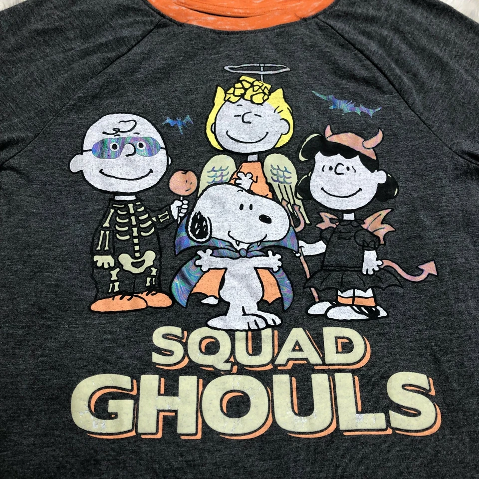 Peanuts Halloween "Squad Ghouls" Manga 3/4 Gris Brezo - Niños Talla L J9 Foto 2 de 4
