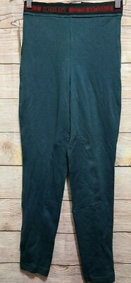 On Course Junior Equestrian Riding Schooling Pants Large Dark Green Knee Patches