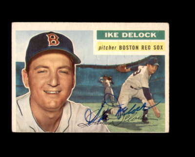 Ike Delock Signed 1956 Topps Boston Red Sox Autographed