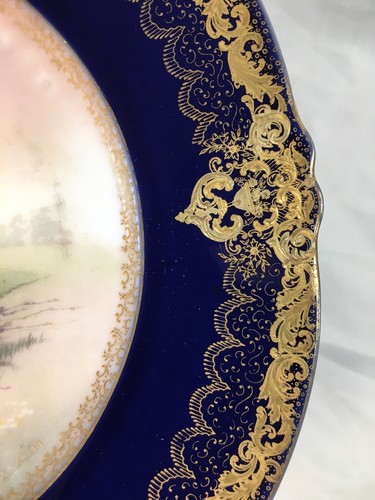 Theo Haviland France Gold Encrusted 9" PHEASANT/LANDSCAPE PLATE Signed J. Martin - Picture 5 of 9