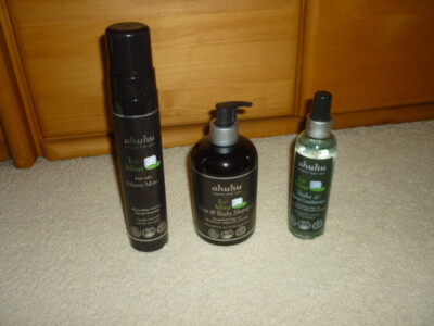 3 tlg. Set ahuhu Ice Mint Hair-Bodyshampoo/ Spray Conditioner/Volume Mouse