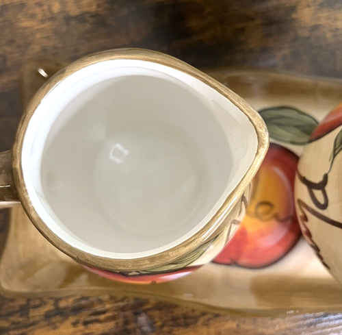 Vtg Ceramic Teapot, Sugar Bowl & Creamer w/Tray 2004 | Apple Orchard Granny - Picture 14 of 14