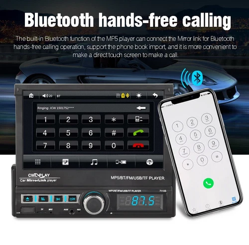 7" Single 1 DIN Flip out Touch Screen Car MP5 Stereo Radio Bluetooth Mirror Link - Picture 4 of 11