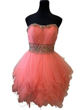 fashion prom homecoming short quinceanera party strapless coral dress size M NWT