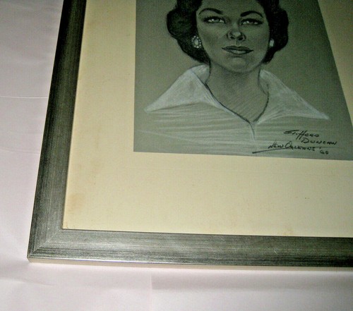 Portrait of a Woman Charcoal Clifford Duncan New Orleans 1960 Framed Art 10/13 - Bild 6 von 9