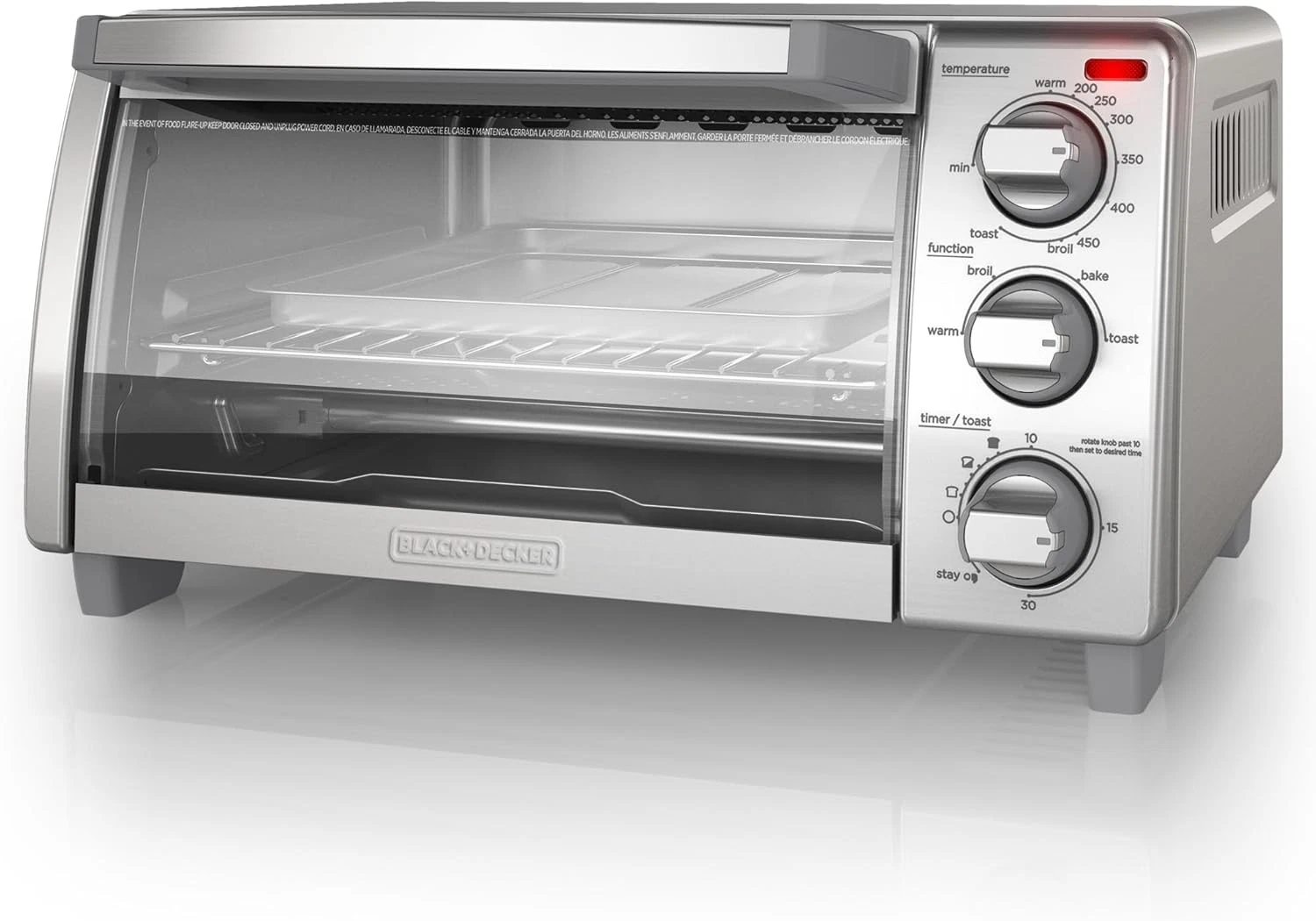 BLACK DECKER 4-Slice Toaster Oven W/ Natural Convection Stainless Steel TO1760SS