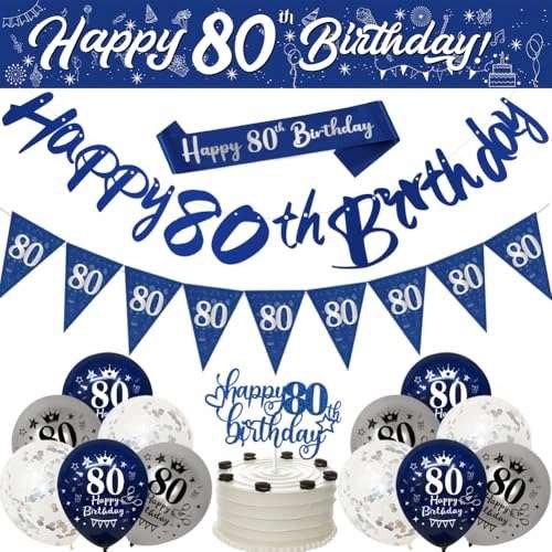 Happy 80th Birthday Decorations Banners Balloon for Men  Assorted colors 