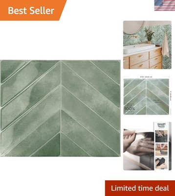 Elegant 3D Peel and Stick Backsplash - Solna Green, 5 Sheets, Kitchen & Bathroom