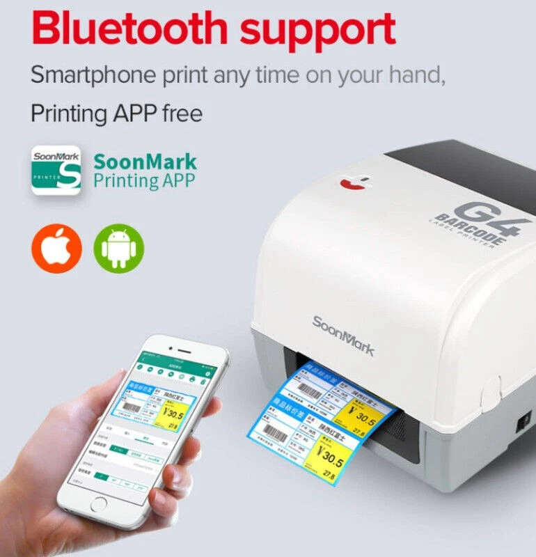 SoonMark G4 Pro 300DPI USB Desktop Direct Thermal Transfer Label Printer - Image 4 of 4