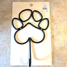 Paw Print Hanging Dog Leash Holder Wall Hook Metal Black