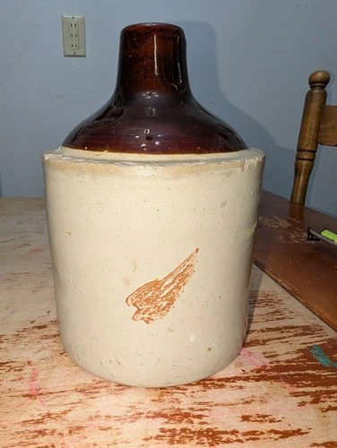Red Wing Stoneware 1/2 Gallon Wing Jug Brown Top Primitive Union Minnesota