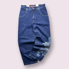 Vintage Deadstock Men’s JNCO Dragon Wide Leg Baggy Skater Jeans 34x34 Dragon Y2K