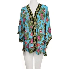 Quaker Factory Jeanne Bice Women's Colorful Floral Kimono  Flamingo L 
