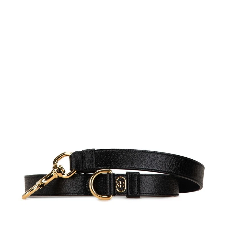Ceinture femme Gucci Interlocking G cuir chien plomb 39 pouces noir état A