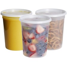  32 oz. - 24 Count Plastic Deli Containers with Lids - Disposable Food Storag...