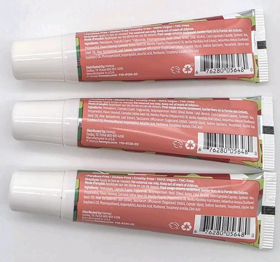 Bálsamo labial ultra hidratante azúcar menta triturada cáñamo - Paquete de 3 / Nuevo 2024 Foto 2 de 4