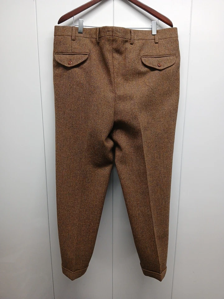  Pantalones Orvis Hombre Talla 36x29 Marrón Lana Espiga Cuero Borde Forro Completo Foto 3 de 4