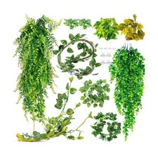 Reptile Plants for Bearded Dragon Tank Accessories, Hanging Plant Vines Set