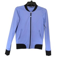Athleta Purple Periwinkle Black Lightweight Full Zip Athletic Bomber Jacket Coat