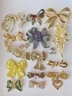 16 Piece Vintage & Modern Bow Brooches Costume Jewelry Lot #20