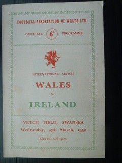 WALES v Northern Ireland 1952 @ Swansea.