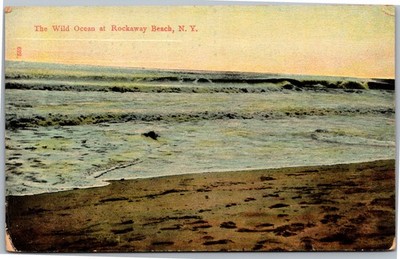 Postcard NY Queens Wild Ocean at Rockaway Beach