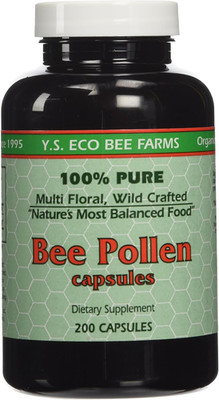 Y.S. Eco Bee Farms Pure Bee Pollen 1000mg - 200 Capsules for Energy & Wellness