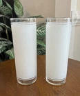 Federal Glass Vintage White Frosted MCM Tom Collins Highball Glasses, Set Of 2