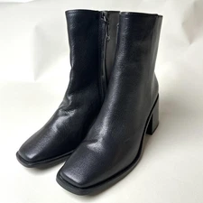 Sam Edelman Boots Womens Size 6.5 Leather Winnie Block Heel Ankle Zip Shoes