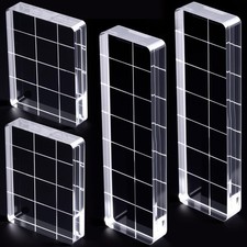 4 PCS Clear Acrylic Stamp Block Stamping Tools Grid Lines Scrapbooking 2 Sizes