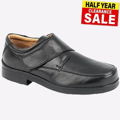 Roamers Litchfield Herren Klassische Smart Lederschuhe Breit Schwarz