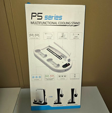 PS5 Series USB Charging Stand w/ Cooling Fan, LED Indicator USB Hub White