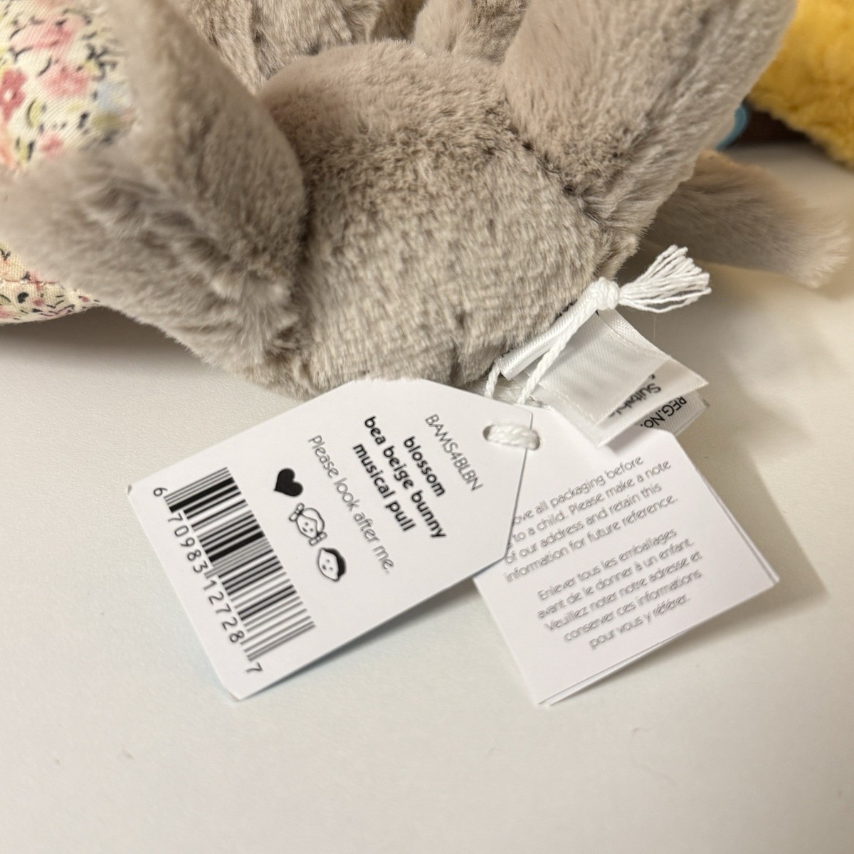 Jellycat Blossom Bea Beige Bunny MUSIC PULL - New with Tags