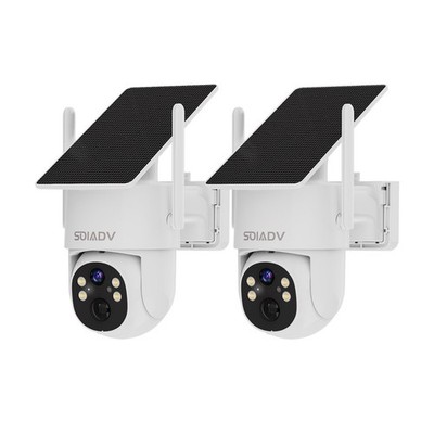 Solar Battery Powered Camera WiFi6 Wireless Security System PTZ Outdoor 2PACK