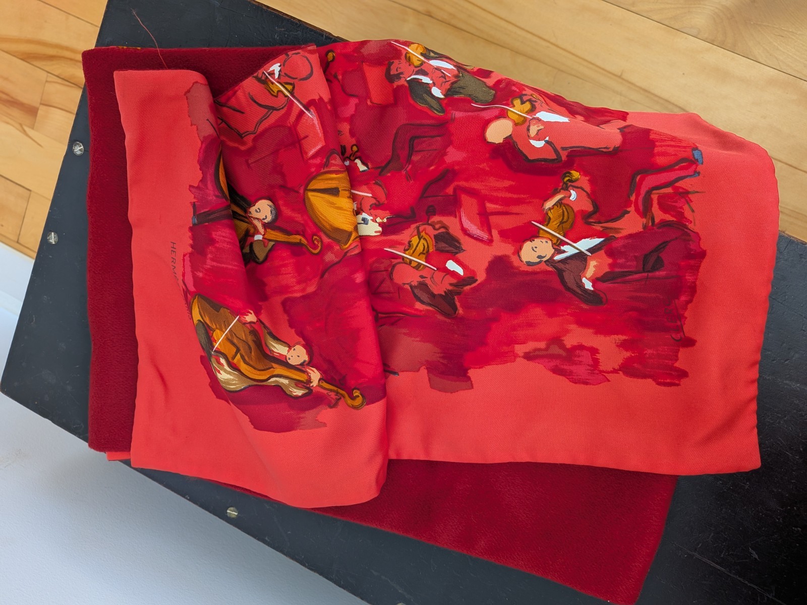 HERMES scarf, rectangular, double layered angora … - image 1