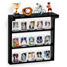 Trading Card Display Stand for Wall, 3 Tier Wooden Graded Card Display Stand,...
