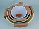 Vintage 1950's NOS Pyrex Primary Colors Bowl Set with Label Sunshine Backstamp