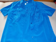 Damen Top und Bluse mit Stickerei & Strasssteine Grösse 42 NEU Kurzarm Oberteil
