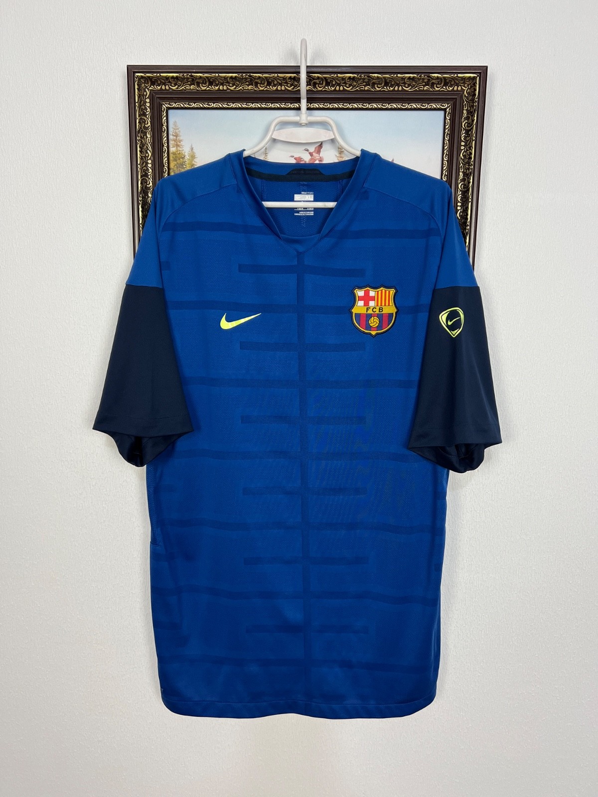 Vintage Nike FC Barcelona Football Train Shirt Soccer Blue Jersey Trikot Mens XL