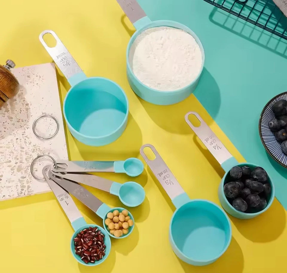 8pcs Stainless Steel Measuring Cups & Spoons Set with Scale for Baking - Image 2 of 3