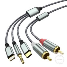 Lightning to RCA Cable Audio Aux Adapter,RCA to 3.5mm Cable USB C to 2 RCA Audio