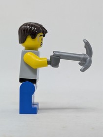 Lego Power Miner Minifigure - Orange Scar, Blue Overalls, Hair - pm017, 8962